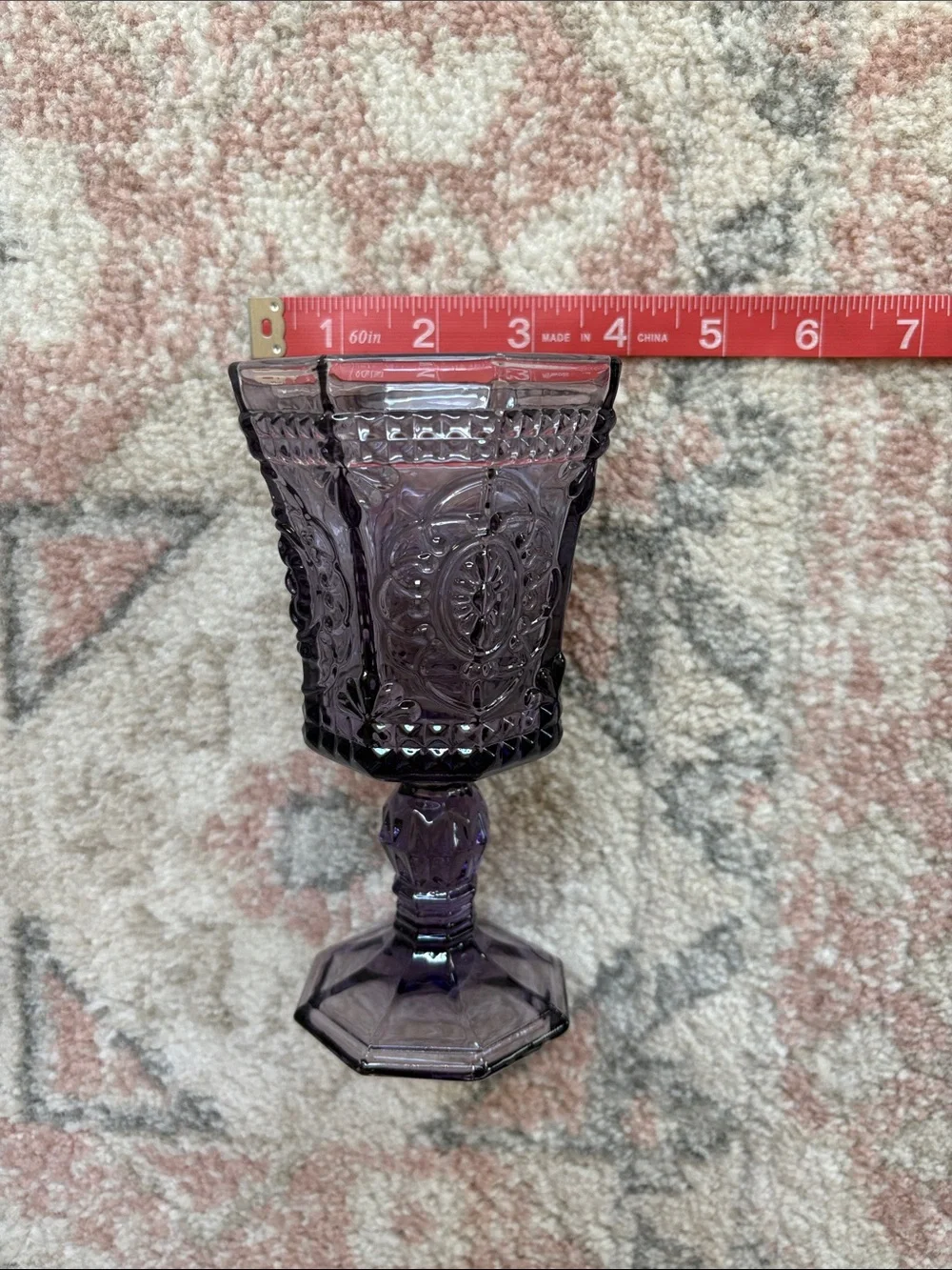 New! Set of 4, Amethyst Glass Goblet Set!